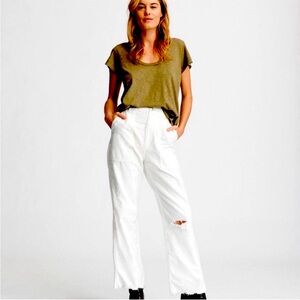 rag & bone “Kaye Chino” in White: High rise straight leg lightweight comfortable